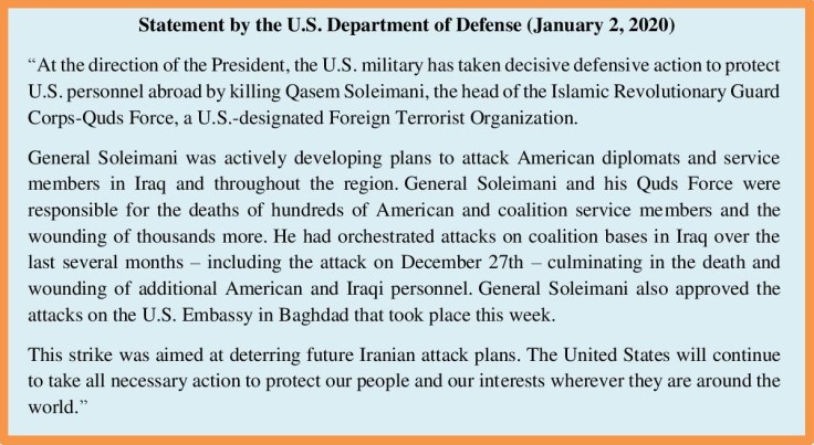 US DoD Soleimani statement